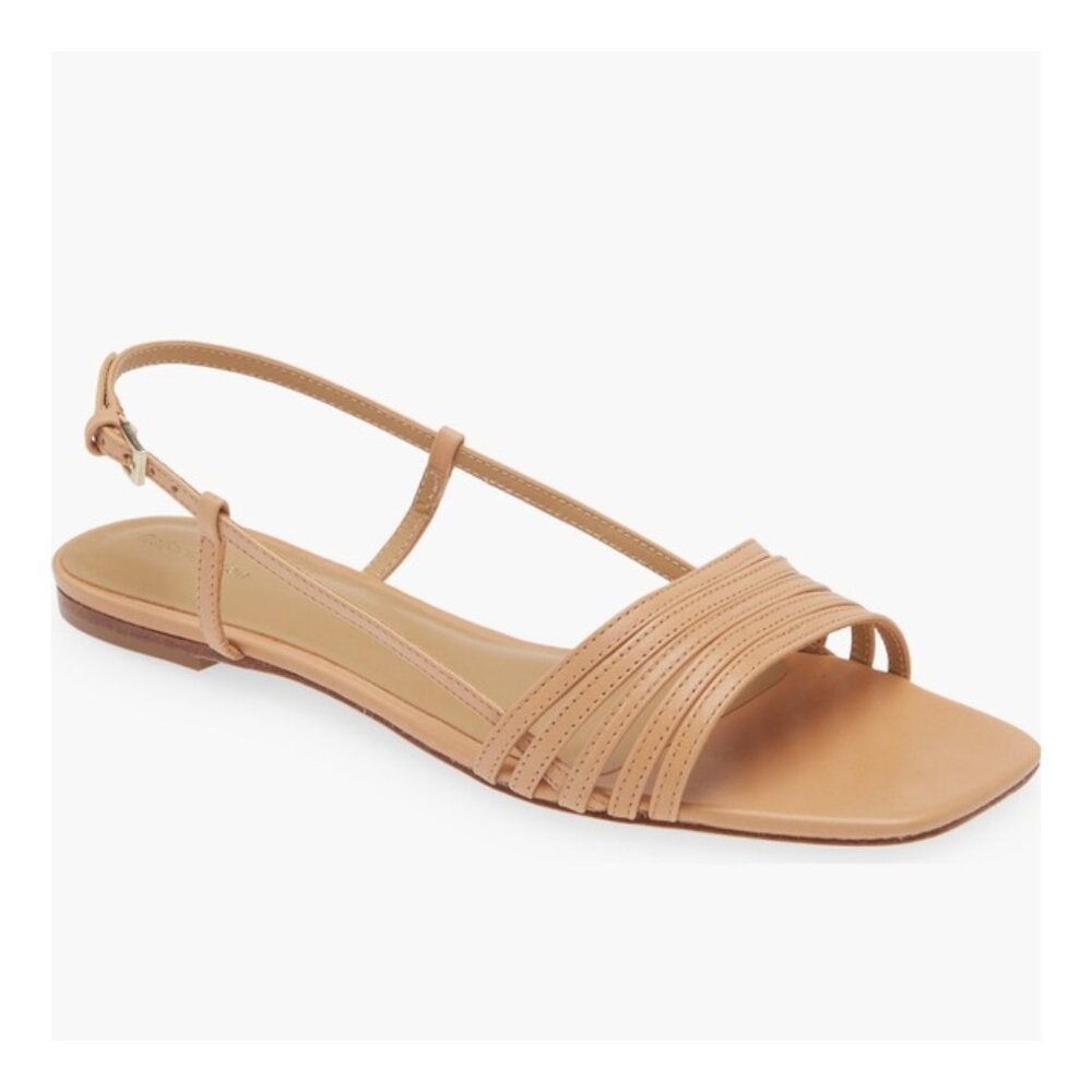 Reformation gently used Millie Lattice Tan Flat Sandals Sz 11